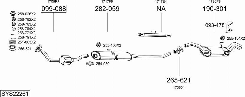 Bosal SYS22261 - Система випуску ОГ autocars.com.ua