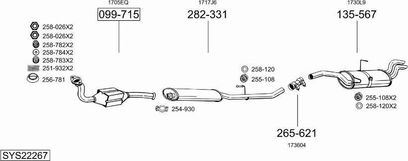 Bosal SYS22267 - Система випуску ОГ autocars.com.ua