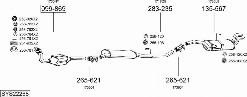 Bosal SYS22268 - Система випуску ОГ autocars.com.ua