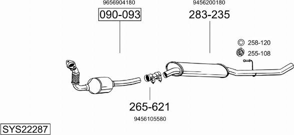 Bosal SYS22287 - Система випуску ОГ autocars.com.ua