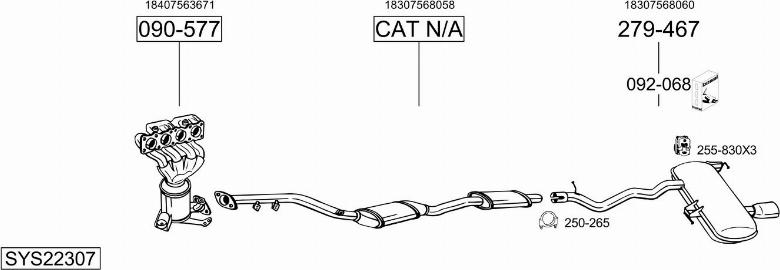 Bosal SYS22307 - Система випуску ОГ autocars.com.ua