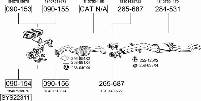 Bosal SYS22311 - Система випуску ОГ autocars.com.ua