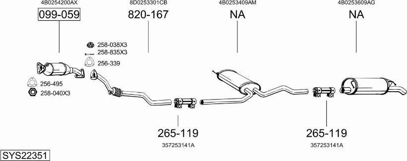 Bosal SYS22351 - Система випуску ОГ autocars.com.ua