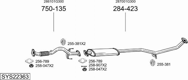 Bosal SYS22363 - Система випуску ОГ autocars.com.ua