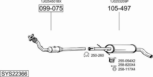 Bosal SYS22366 - Система випуску ОГ autocars.com.ua