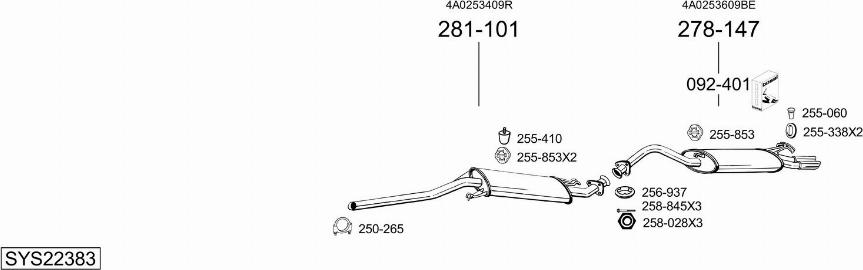 Bosal SYS22383 - Система випуску ОГ autocars.com.ua