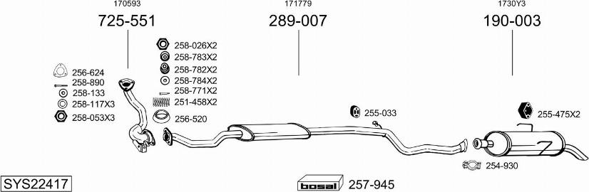 Bosal SYS22417 - Система випуску ОГ autocars.com.ua
