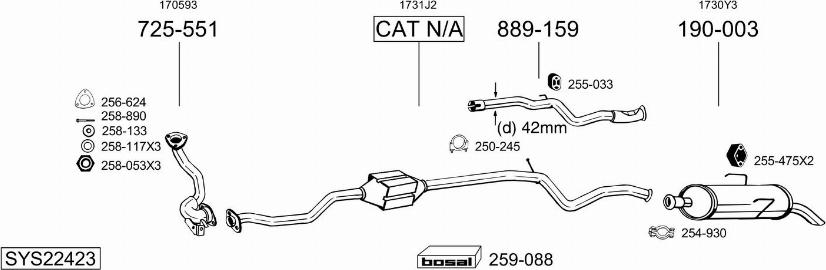 Bosal SYS22423 - Система випуску ОГ autocars.com.ua