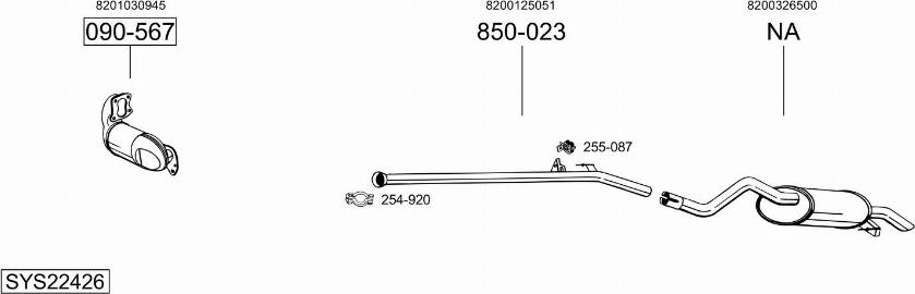 Bosal SYS22426 - Система випуску ОГ autocars.com.ua