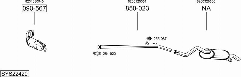 Bosal SYS22429 - Система випуску ОГ autocars.com.ua