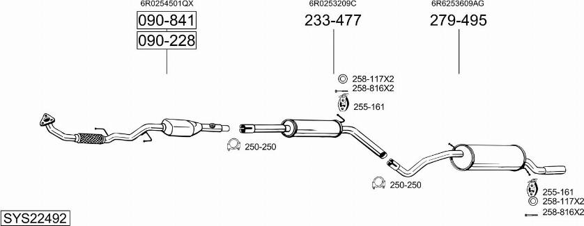 Bosal SYS22492 - Система випуску ОГ autocars.com.ua