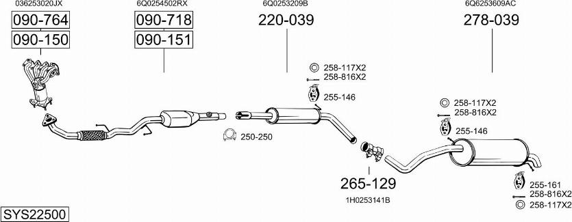 Bosal SYS22500 - Система випуску ОГ autocars.com.ua