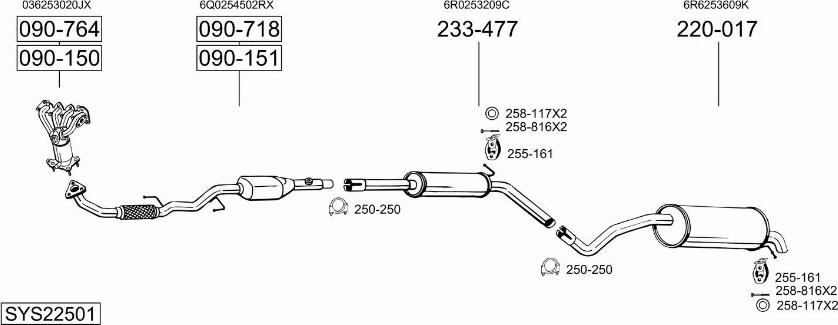 Bosal SYS22501 - Система випуску ОГ autocars.com.ua