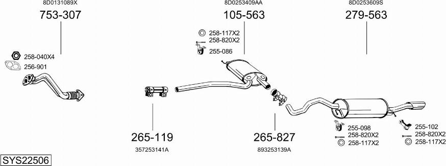 Bosal SYS22506 - Система випуску ОГ autocars.com.ua