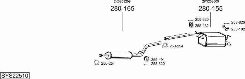 Bosal SYS22510 - Система випуску ОГ autocars.com.ua