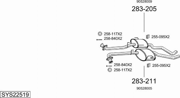 Bosal SYS22519 - Система випуску ОГ autocars.com.ua