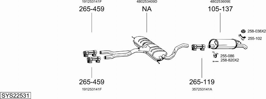 Bosal SYS22531 - Система випуску ОГ autocars.com.ua