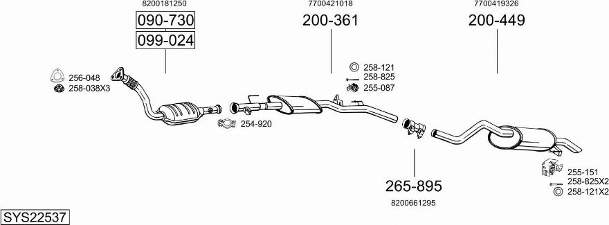Bosal SYS22537 - Система випуску ОГ autocars.com.ua