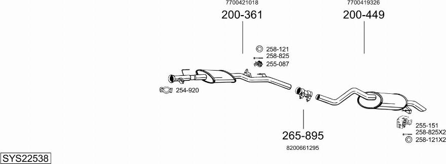 Bosal SYS22538 - Система випуску ОГ autocars.com.ua