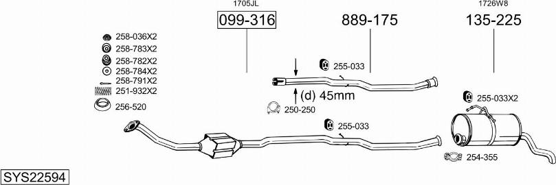 Bosal SYS22594 - Система випуску ОГ autocars.com.ua