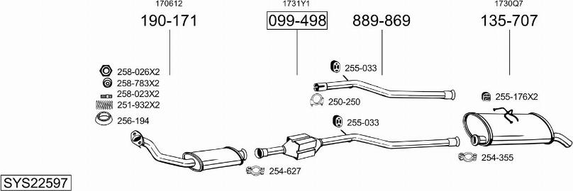 Bosal SYS22597 - Система випуску ОГ autocars.com.ua