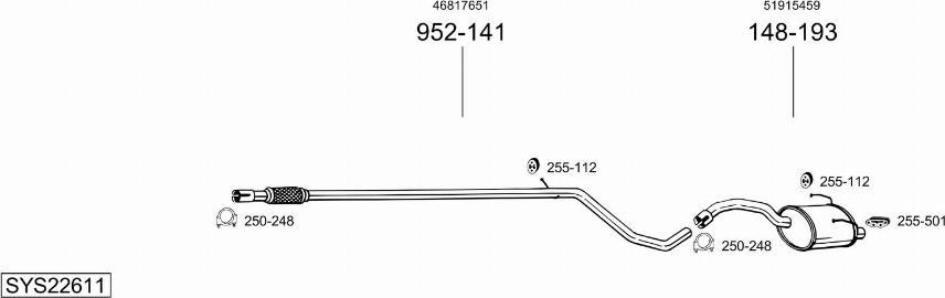Bosal SYS22611 - Система випуску ОГ autocars.com.ua