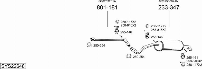 Bosal SYS22648 - Система выпуска ОГ avtokuzovplus.com.ua