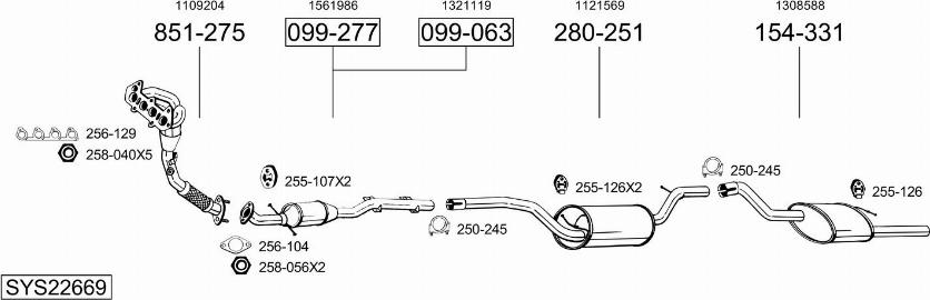 Bosal SYS22669 - Система випуску ОГ autocars.com.ua