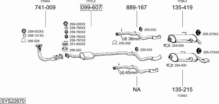 Bosal SYS22670 - Система випуску ОГ autocars.com.ua