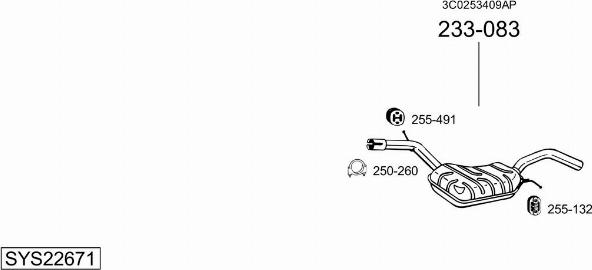 Bosal SYS22671 - Система випуску ОГ autocars.com.ua