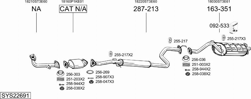 Bosal SYS22691 - Система випуску ОГ autocars.com.ua