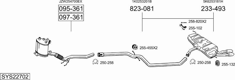 Bosal SYS22702 - Система випуску ОГ autocars.com.ua