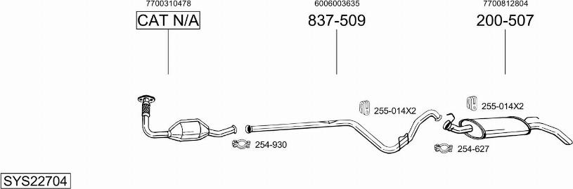 Bosal SYS22704 - Система випуску ОГ autocars.com.ua