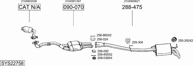 Bosal SYS22758 - Система випуску ОГ autocars.com.ua