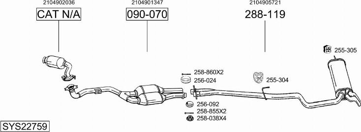Bosal SYS22759 - Система випуску ОГ autocars.com.ua