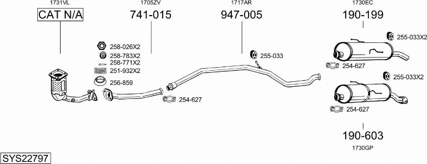 Bosal SYS22797 - Система випуску ОГ autocars.com.ua