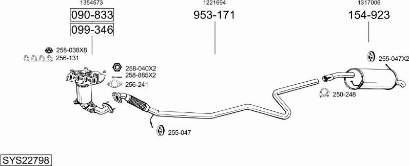 Bosal SYS22798 - Система випуску ОГ autocars.com.ua