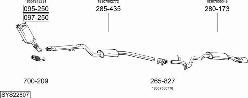 Bosal SYS22807 - Система випуску ОГ autocars.com.ua