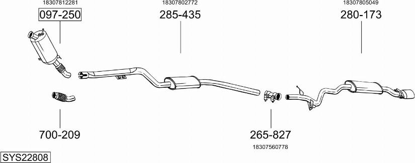 Bosal SYS22808 - Система випуску ОГ autocars.com.ua