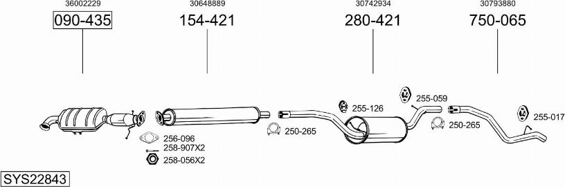 Bosal SYS22843 - Система випуску ОГ autocars.com.ua