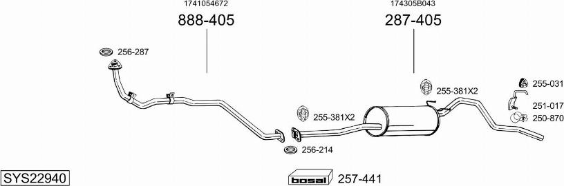 Bosal SYS22940 - Система випуску ОГ autocars.com.ua