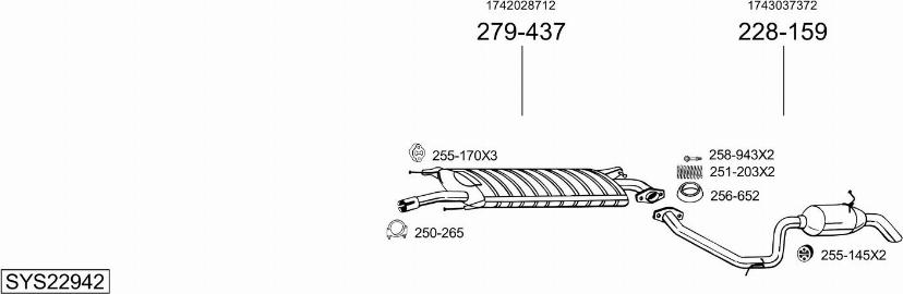 Bosal SYS22942 - Система випуску ОГ autocars.com.ua