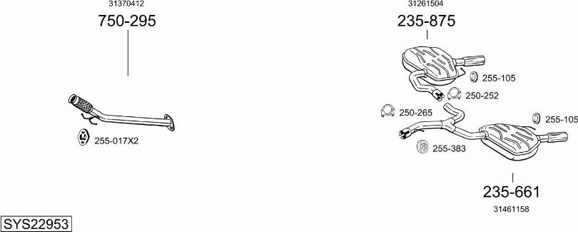 Bosal SYS22953 - Система випуску ОГ autocars.com.ua