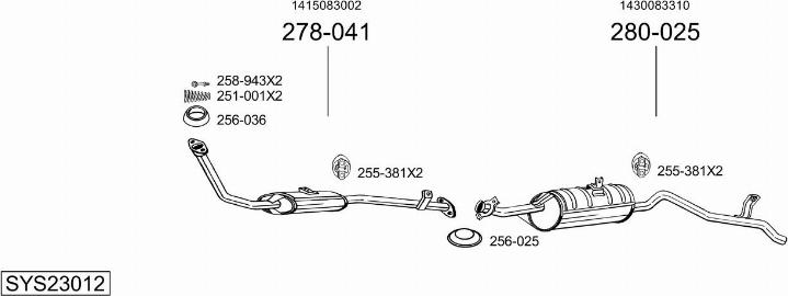 Bosal SYS23012 - Система випуску ОГ autocars.com.ua