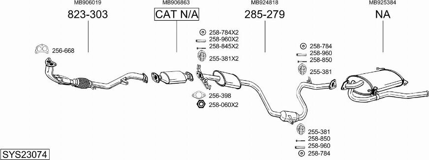 Bosal SYS23074 - Система випуску ОГ autocars.com.ua