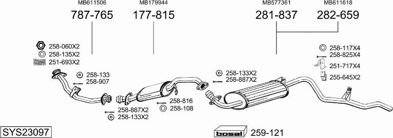 Bosal SYS23097 - Система випуску ОГ autocars.com.ua