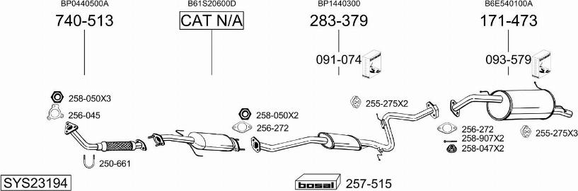 Bosal SYS23194 - Система випуску ОГ autocars.com.ua