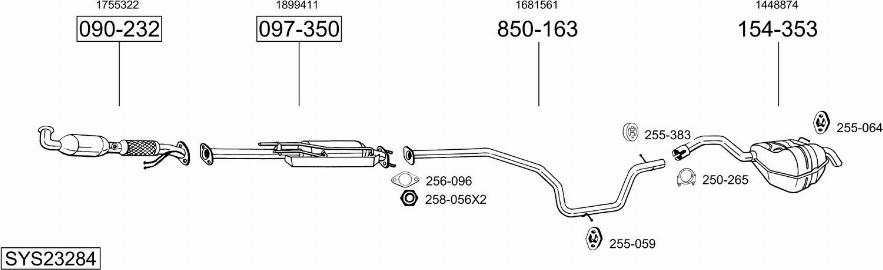 Bosal SYS23284 - Система випуску ОГ autocars.com.ua