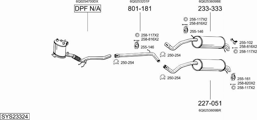 Bosal SYS23324 - Система випуску ОГ autocars.com.ua