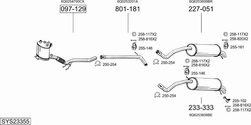 Bosal SYS23355 - Система випуску ОГ autocars.com.ua